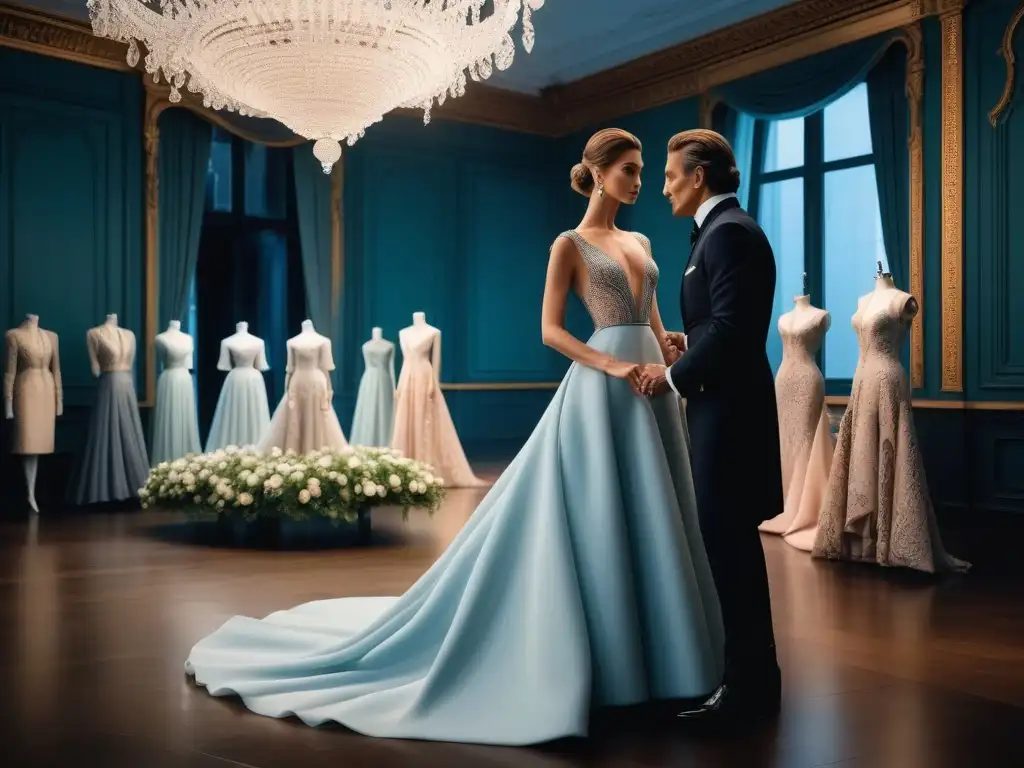 Valentino Garavani creando una alta costura en su atelier, rodeado de lujo y pasión