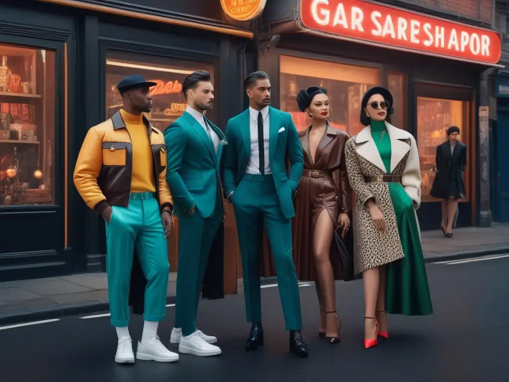 Estilo retro: moda diversa en la ciudad Una vibrante escena urbana con moda retro para principiantes, personas de todas las edades y géneros luciendo atuendos únicos
