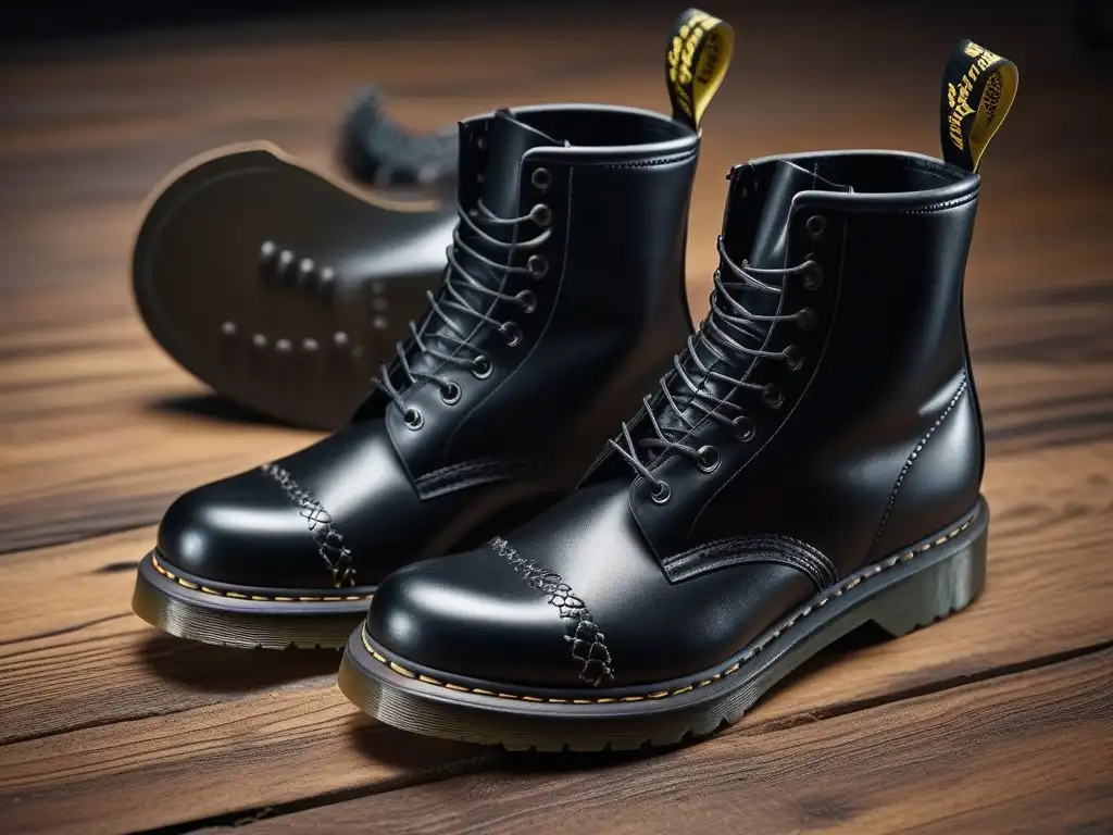 Botas Dr Zapatos icónicos moda grunge: Detalle realista de botas Dr